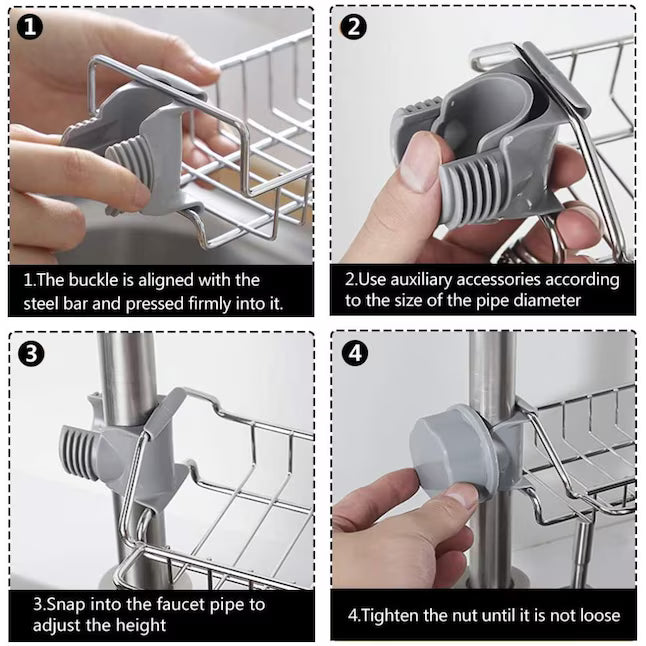 Stainless Steel Faucet Storage Rack, Sponge Holder, Adhesive Sink Caddy Organizer