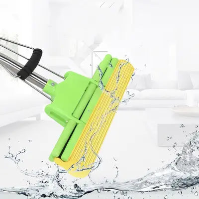 Magic PVA Sponge Mop - Adjustable Squeeze Water Floor Cleaning Mop with Telescopic Handle