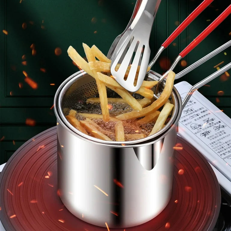 STAINLESS STEEL DEEP FRYER POT WITH BASKET 1.5L