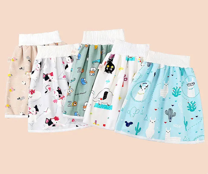 ( Pack of 3 ) Kimi Baby Diaper Skirts Waterproof and Leak-proof Diaper Training Pants Children Cotton Cloth Washable Reusable High Waist Diaper Skirt Pants