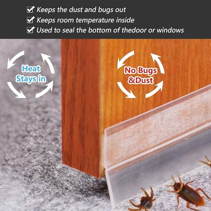 (Free Home Delivery) Door Weather Stripping Seal – 8M Transparent Draft Stopper (25MM)