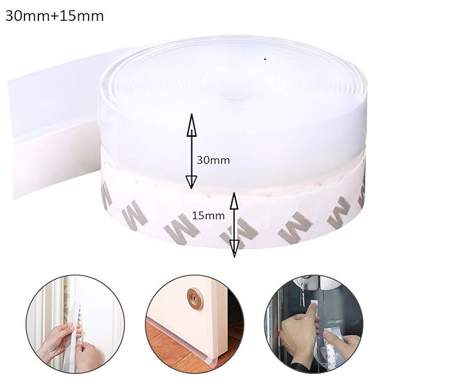 (Free Home Delivery) Door Weather Stripping Seal – 8M Transparent Draft Stopper (25MM)