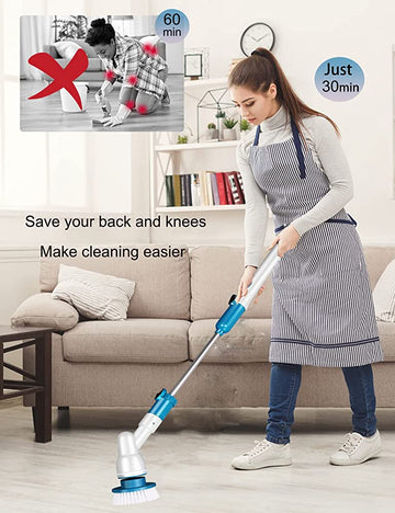 Rechargeable Spin Scrubber Long Handle Cleaning Brush