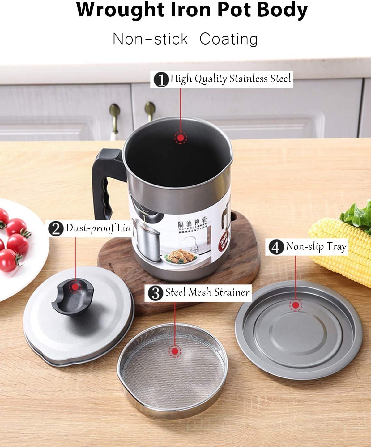 (Free Home Delivery ) Stainless-Steel Oil Filter Storage Pot