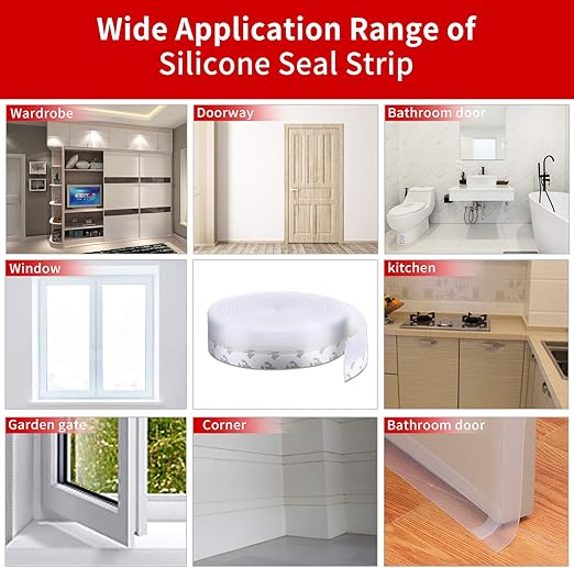 (Free Home Delivery) Door Weather Stripping Seal – 8M Transparent Draft Stopper (25MM)