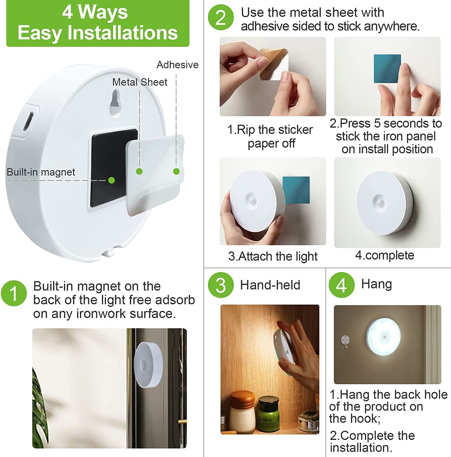 (Free Home Delivery)🌙✨ Smart Button Control Night Light – USB Rechargeable