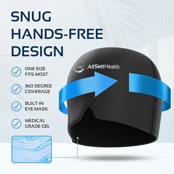 MigraCool 360° Gel Ice Cap – Wearable Migraine & Headache Cold Compression Hat for Tension Relief