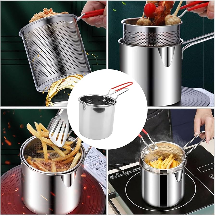 STAINLESS STEEL DEEP FRYER POT WITH BASKET 1.5L