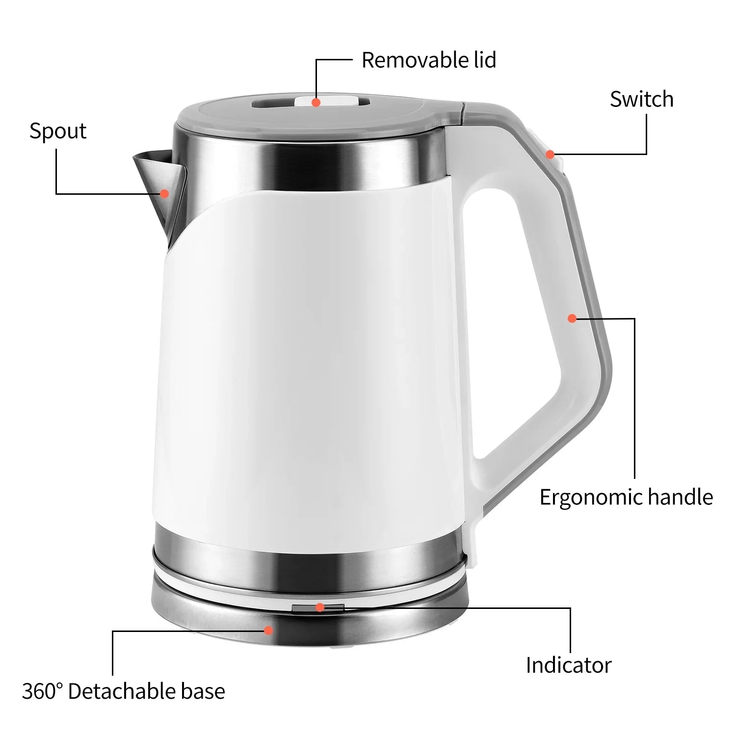 (Free Home Delivery) Small Portable Electric Tea Kettle – 2.0L