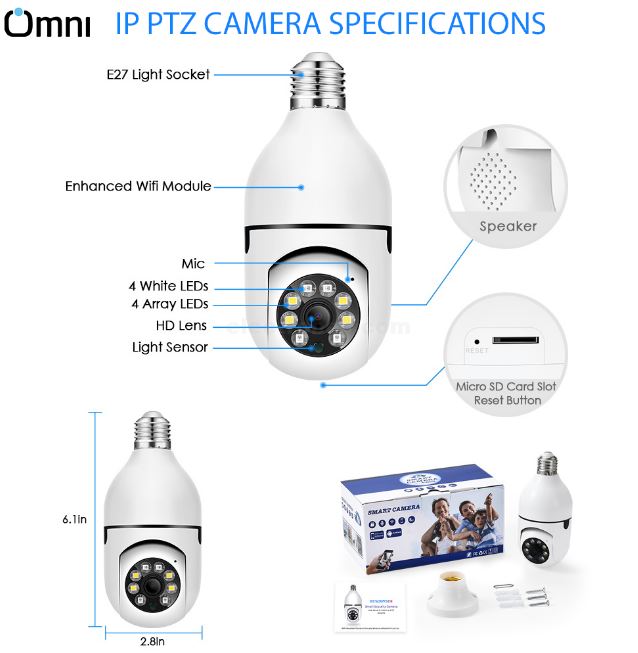 Wireless 5g WiFi Bulb Camera 8MP 4K 360° Bulb Camera HD Mini Camera LED Flicker Sensor Night Vision Camera Smart Home ip camera