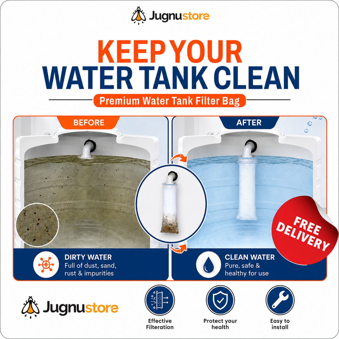 (Free Delivery) Premium Water Tank Filter Bag