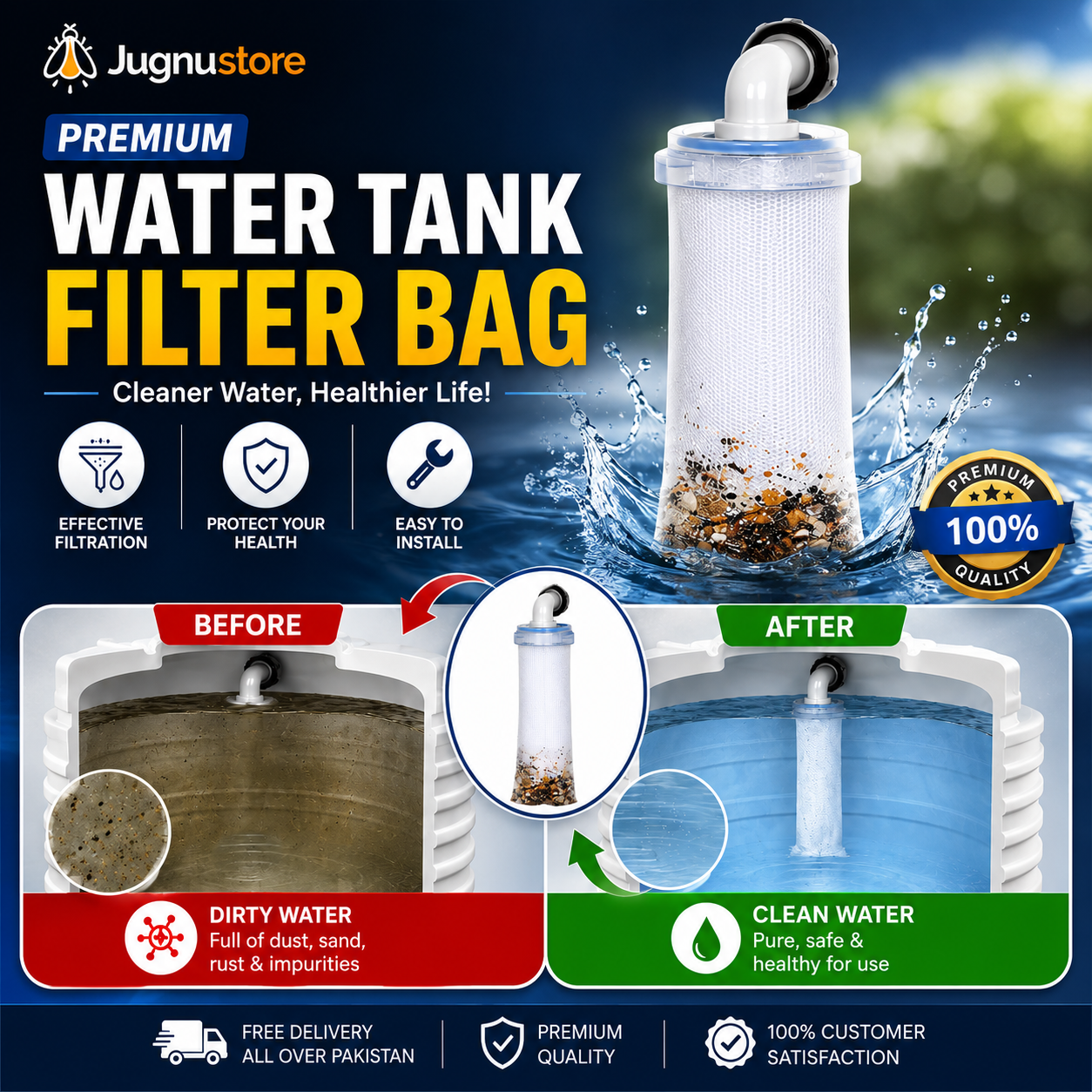 (Free Delivery) Premium Water Tank Filter Bag