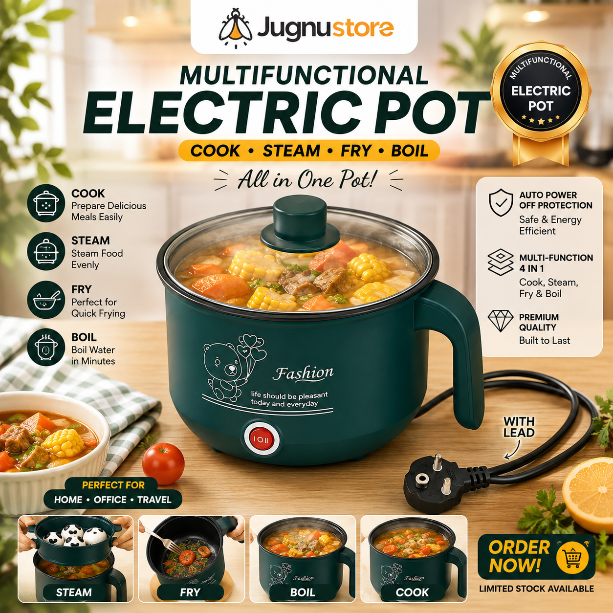 Free Delivery🚚| Portable Multifunctional Non-Stick Electric Pot