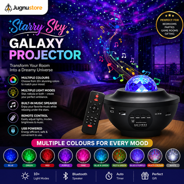 (Free Delivery) Galaxy Star Projector Lamp With LED Universe Effect & Music Bluetooth Speaker