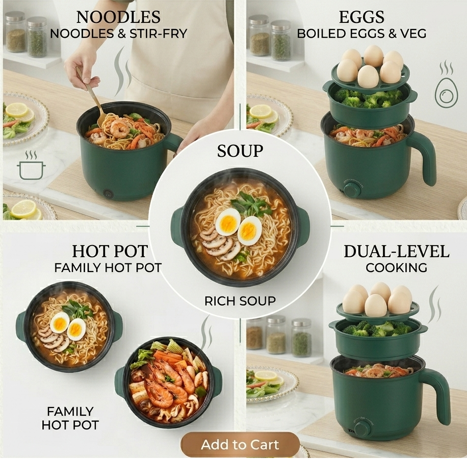 Free Delivery🚚| Portable Multifunctional Non-Stick Electric Pot