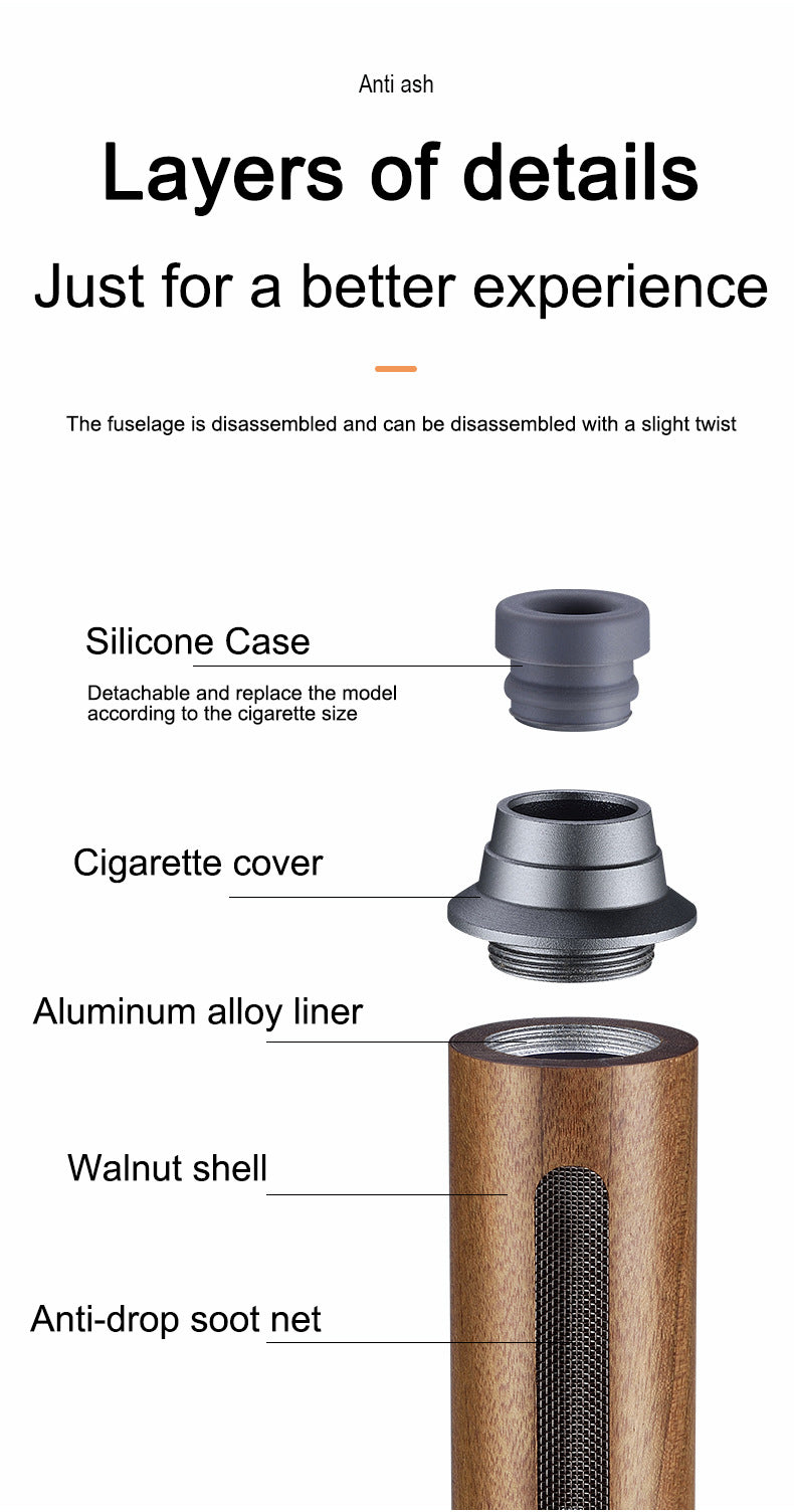 Mini Car Ashtray Anti Soot-flying Walnut Wood Cigarette Ash Holder