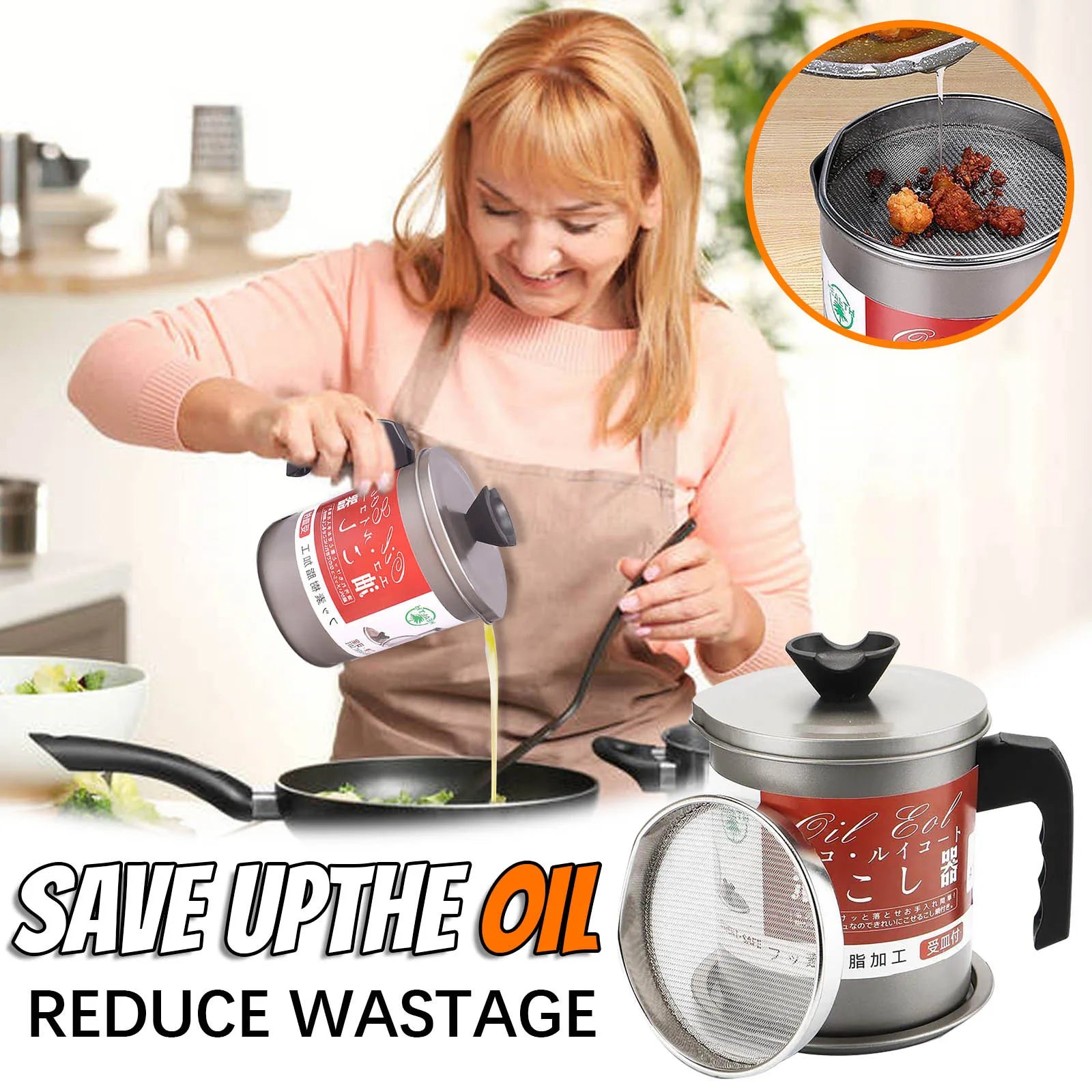 (Free Home Delivery ) Stainless-Steel Oil Filter Storage Pot