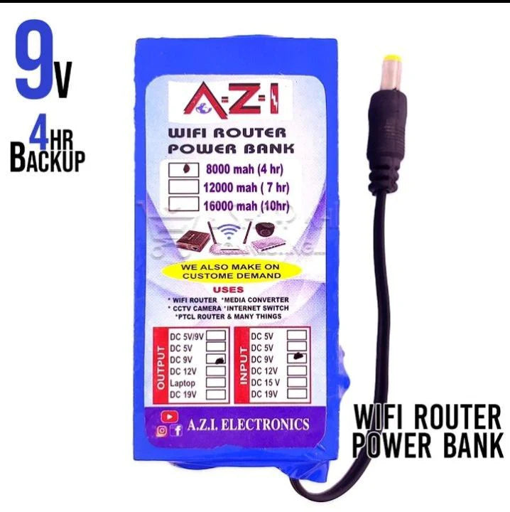 WiFi Router UPS Power Bank 9 Volts  - 4 Hours Guaranteed Backup - Tp Link Tenda PTCL & Other Routers