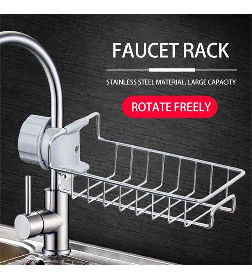 Stainless Steel Faucet Storage Rack, Sponge Holder, Adhesive Sink Caddy Organizer