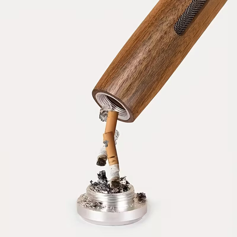 Mini Car Ashtray Anti Soot-flying Walnut Wood Cigarette Ash Holder