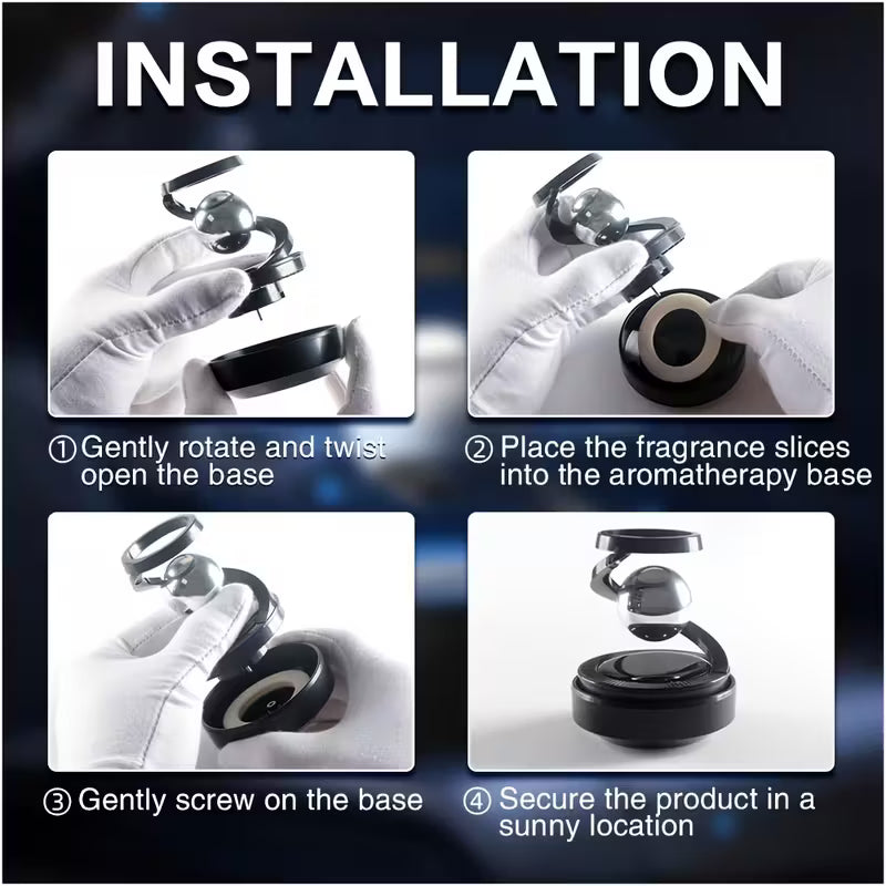 Universal Solar Power Car Perfume Air Freshener 360° Rotating Car Perfume Solar Energy Fragrance Car