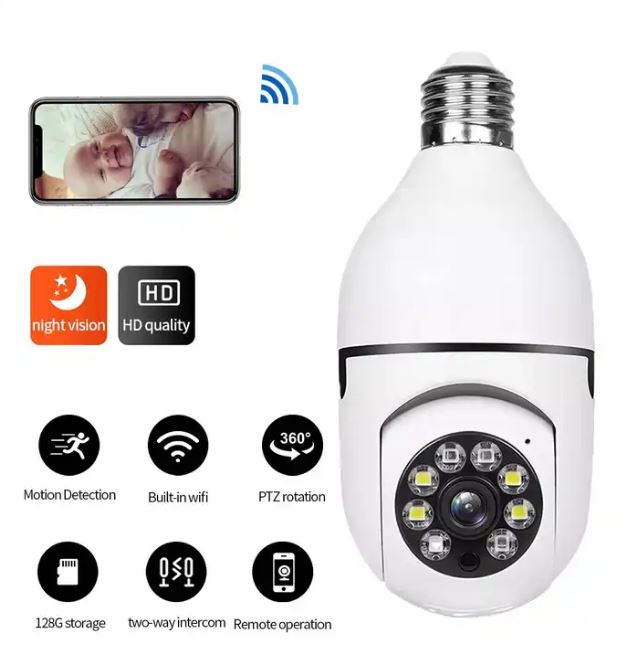 Wireless 5g WiFi Bulb Camera 8MP 4K 360° Bulb Camera HD Mini Camera LED Flicker Sensor Night Vision Camera Smart Home ip camera