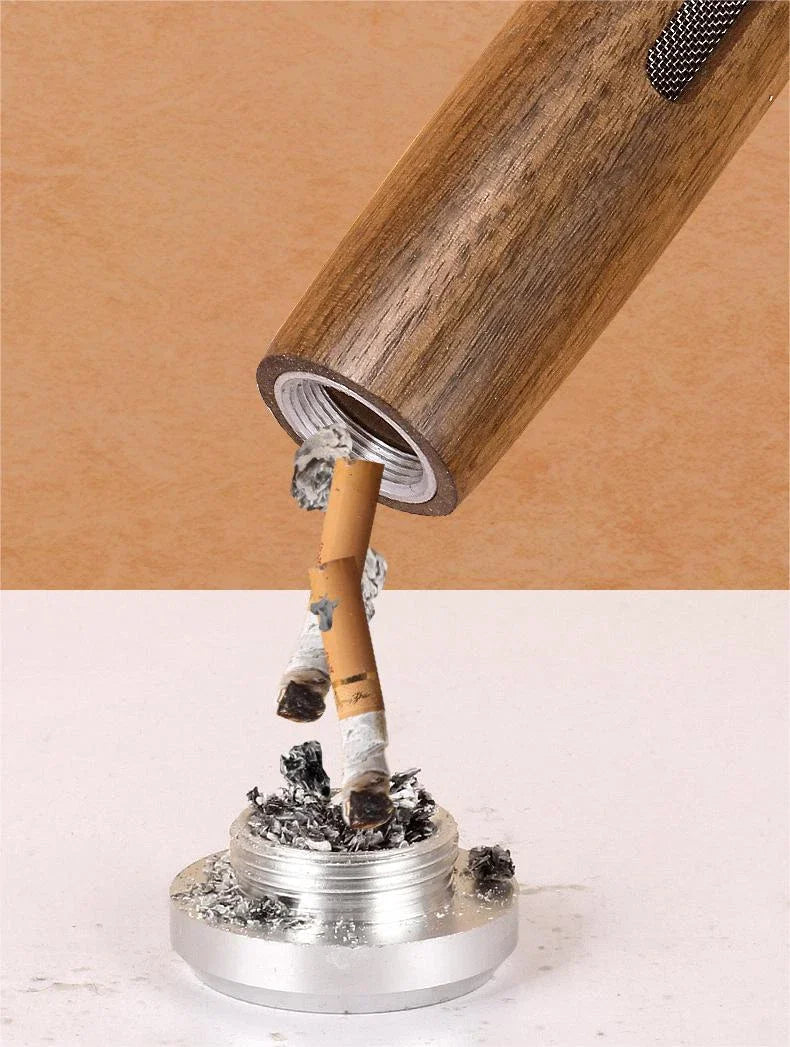 Mini Car Ashtray Anti Soot-flying Walnut Wood Cigarette Ash Holder