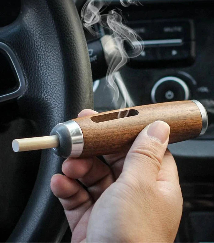 Mini Car Ashtray Anti Soot-flying Walnut Wood Cigarette Ash Holder