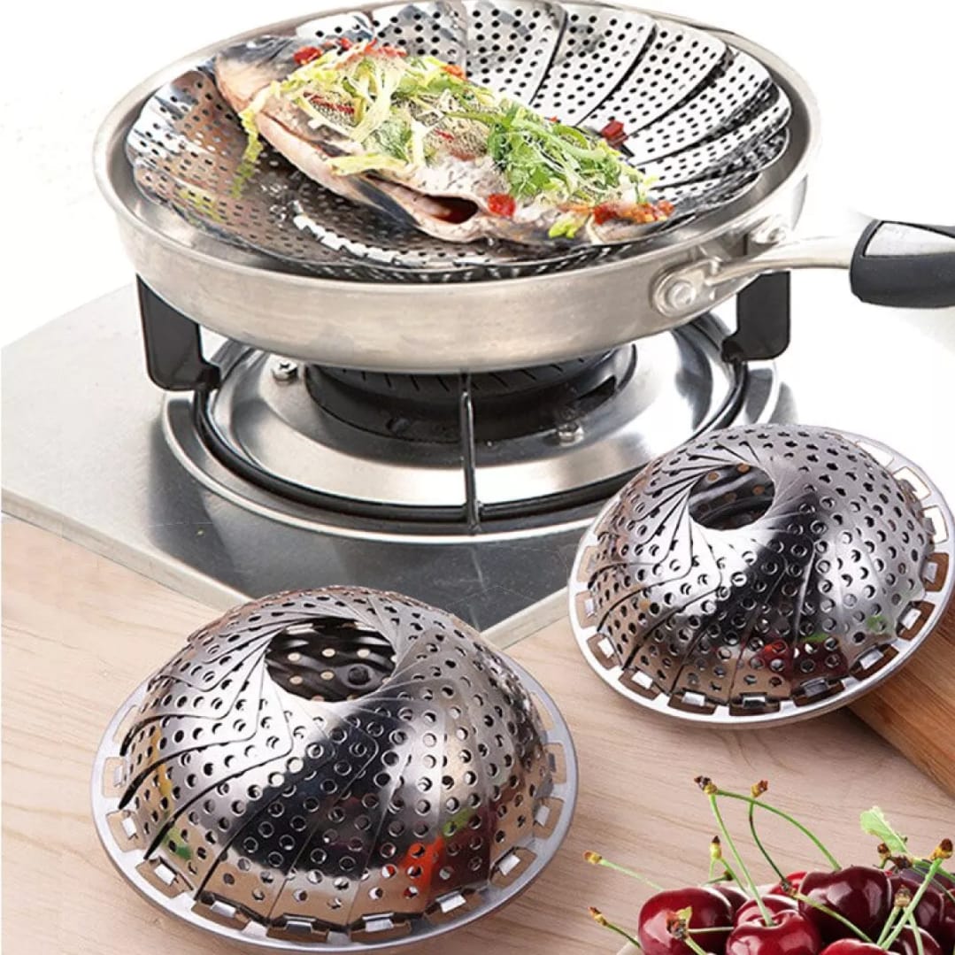 Stainless Steel Folding Steamer Basket Set Food Basket Mesh Vegetable Cooker Steamer