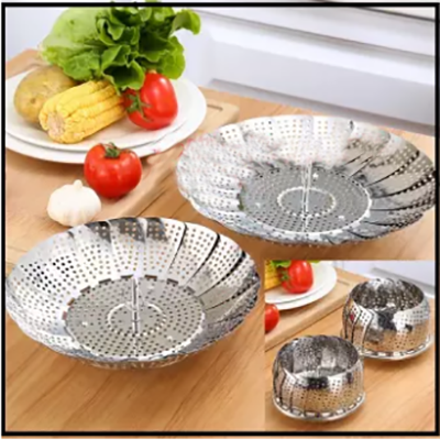 Stainless Steel Folding Steamer Basket Set Food Basket Mesh Vegetable Cooker Steamer