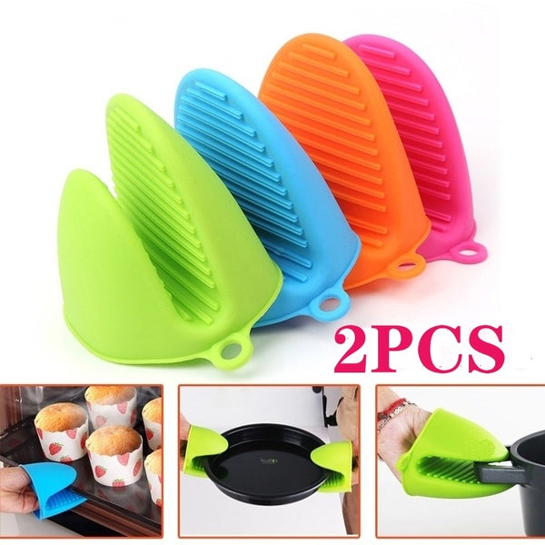 2 Pair (4PCS)  Silicone Heat Resistant Pot Holder Gloves hot pot holders Non Stick Anti-slip Pot Bowel Holder
