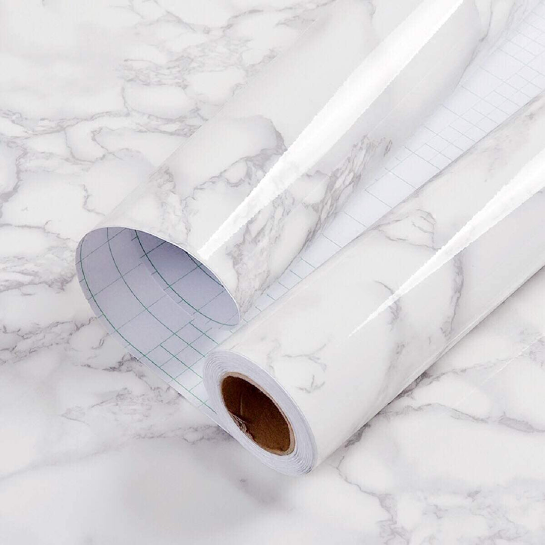 (Pack of 5) Self Adhesive White Marble Sheet for Kitchen / Waterproof Anti Oil & Heat Resistant Wallpaper Sheet (2 Feet x 6.5 feet)