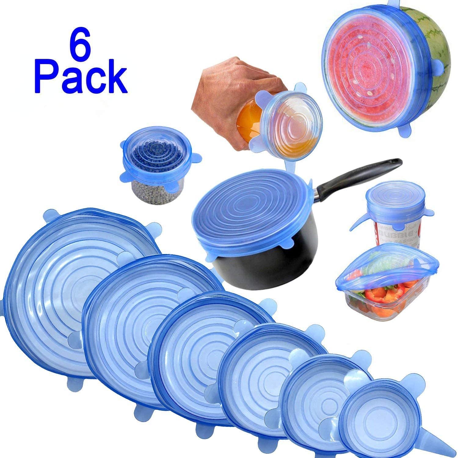 Pack of 12 Stretch Silicone Lids Kitchen Reusable Silicone Stretch Seal Lid for Food Preservation,