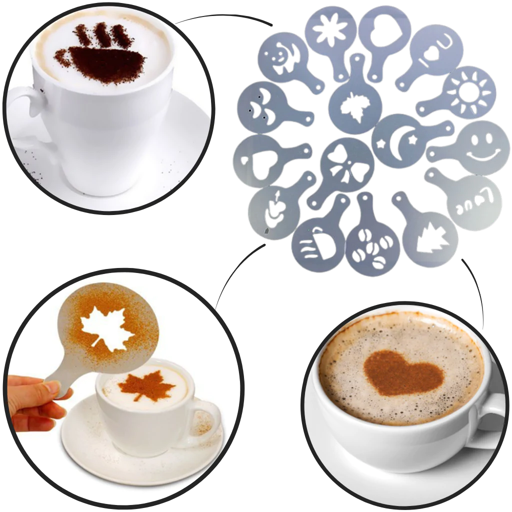 Pack Of 32 Pcs Coffee Stencil Template Set