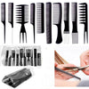 10 pieces Black Professional Combs Hair Salon Hair Styling Barbers Comb Set Kit Rat Tail Comb