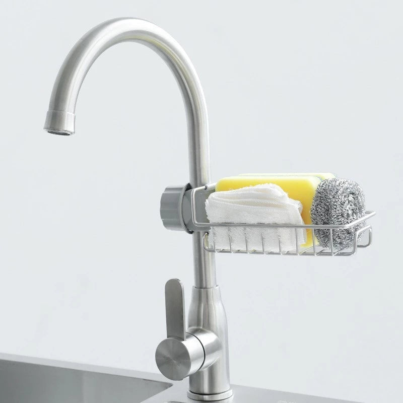 Stainless Steel Faucet Storage Rack, Sponge Holder, Adhesive Sink Caddy Organizer