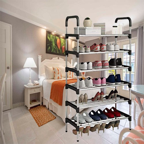 6 Layer shoe rack Tier Colored stainless steel Stackable shoe rack organizer