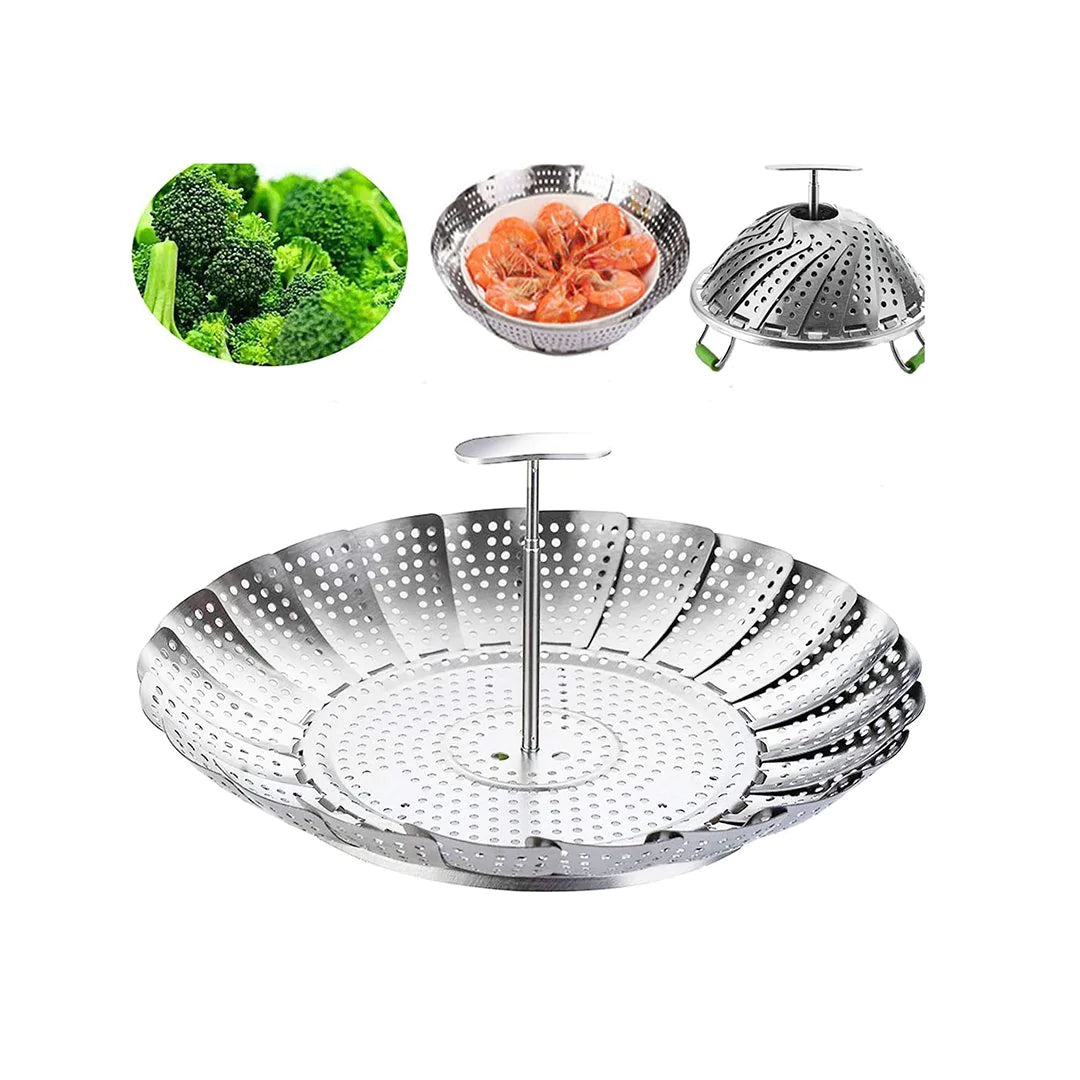 Stainless Steel Folding Steamer Basket Set Food Basket Mesh Vegetable Cooker Steamer