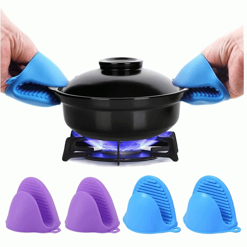 2 Pair (4PCS)  Silicone Heat Resistant Pot Holder Gloves hot pot holders Non Stick Anti-slip Pot Bowel Holder